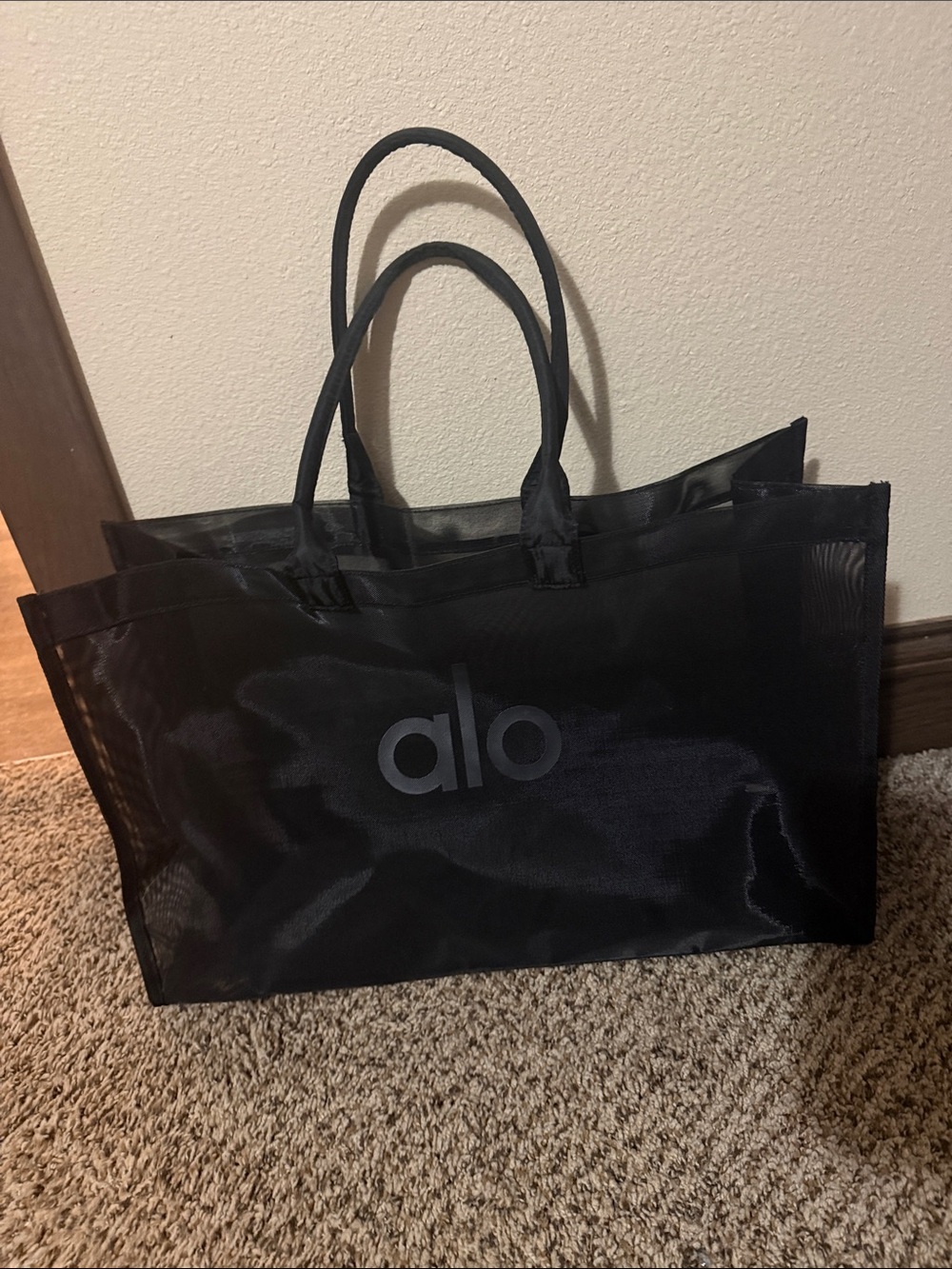 alo Black Mesh Tote Bag